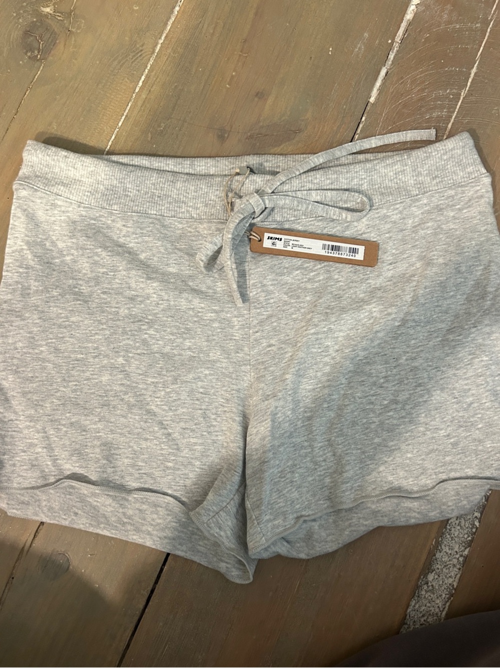 SKIMS Light Heather Gray Drawstring COTTON JERSEY SHORT